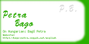 petra bago business card